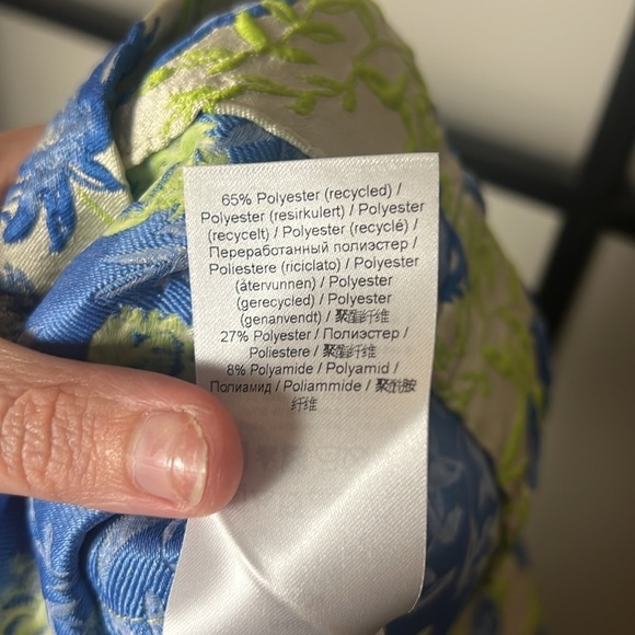 NWT GANNI FLORAL JACQUARD OFF THE SHOULDER IN OYSTER GRAY/ GREEN Size 34 - Picture 9 of 10